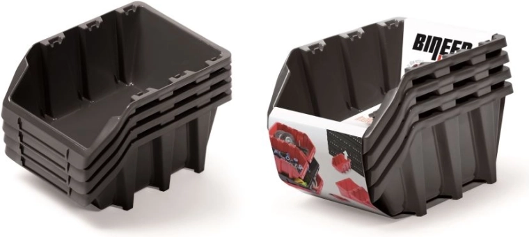 Set opbergboxen Bineer Long, 4 stuks, zwart