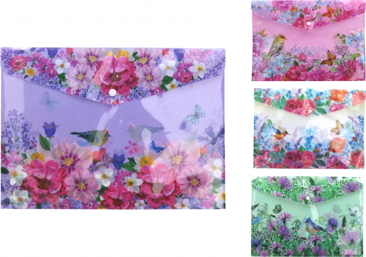 Map met drukknoop 35 × 25 cm – bloesem