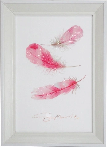 Schilderij met gekleurde veertjes 20 × 30 cm