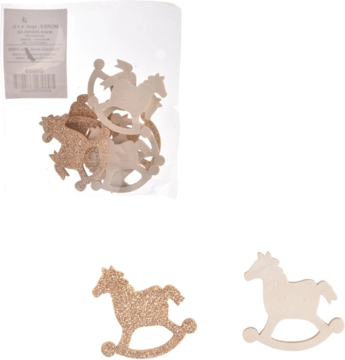Houten paardje wit/bruin 4 cm (8 stuks)