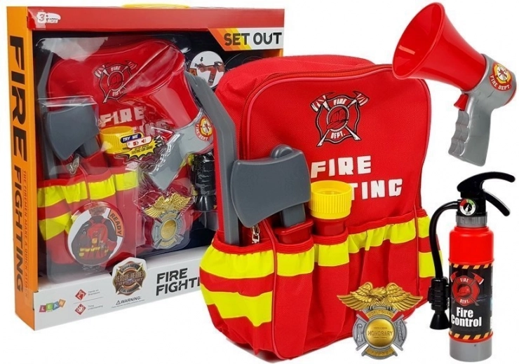 Brandweer rugzak met accessoires - rood