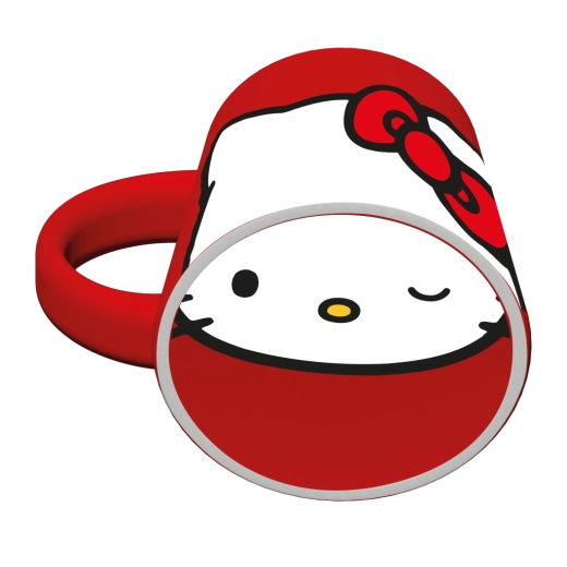 Keramische mok HELLO KITTY met gezicht, rood