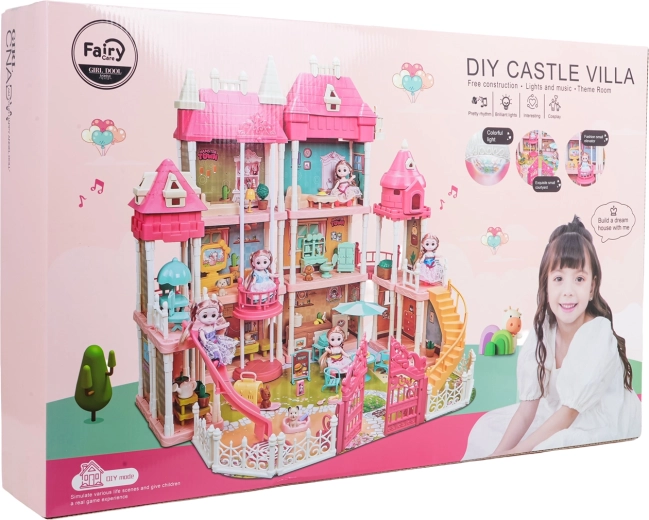 Groot poppenhuis met accessoires