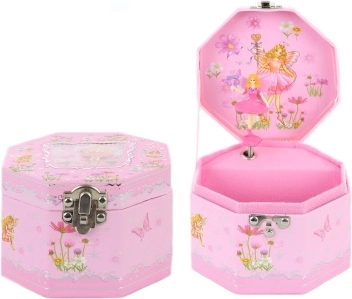 Roze muzieksieradendoos met ballerina en spiegeltje