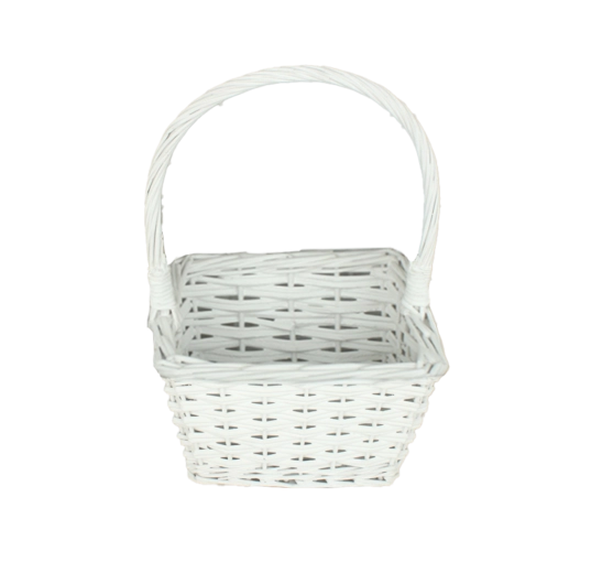 Witte rieten mand met handvat 24 × 24 × 14/35 cm