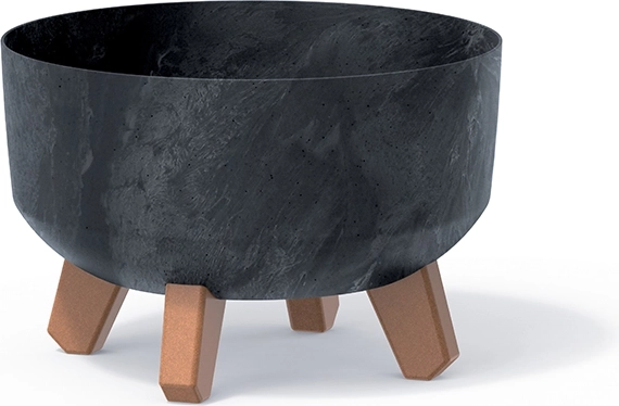 Bloempot op pootjes met betoneffect 23,5 cm antraciet