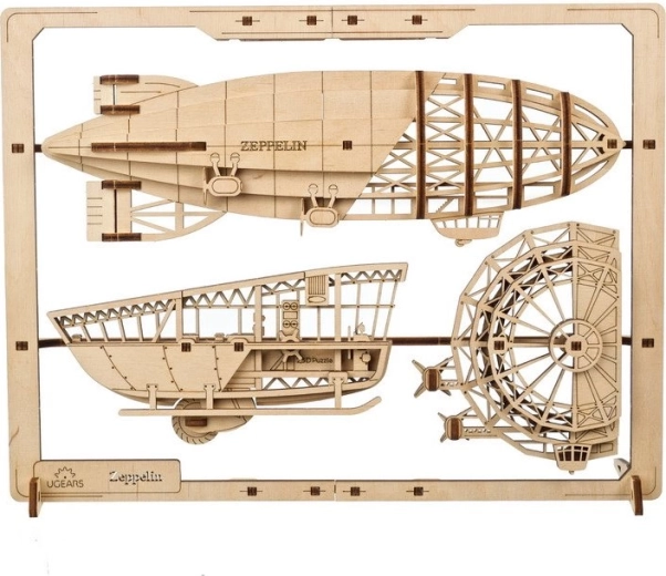 Ugears 3D-puzzel Zeppelin 2,5D – houten mechanisch model, 49 stukjes