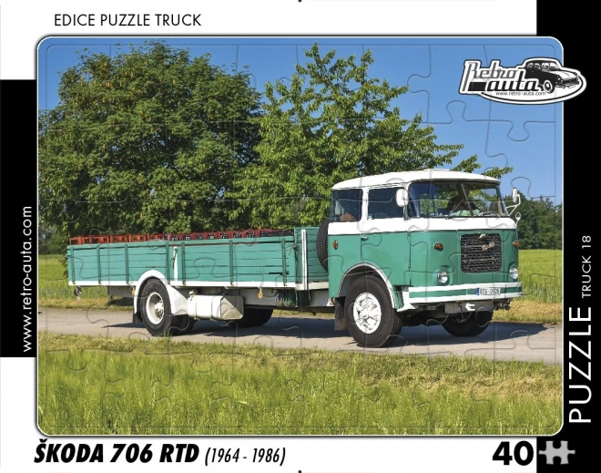 Puzzel Retro auto’s Škoda 706 RTD – vrachtwagen, 40 stukjes