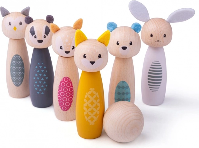 Houten kegels bosdieren BIGJIGS TOYS