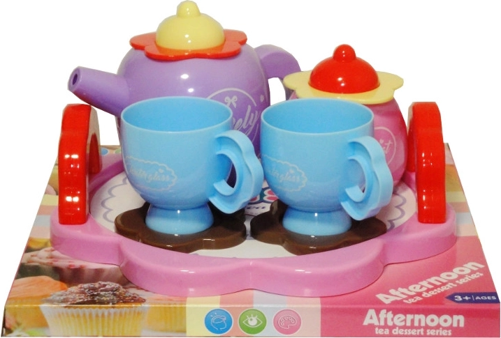 Set kleurrijk plastic theeservies voor kinderen