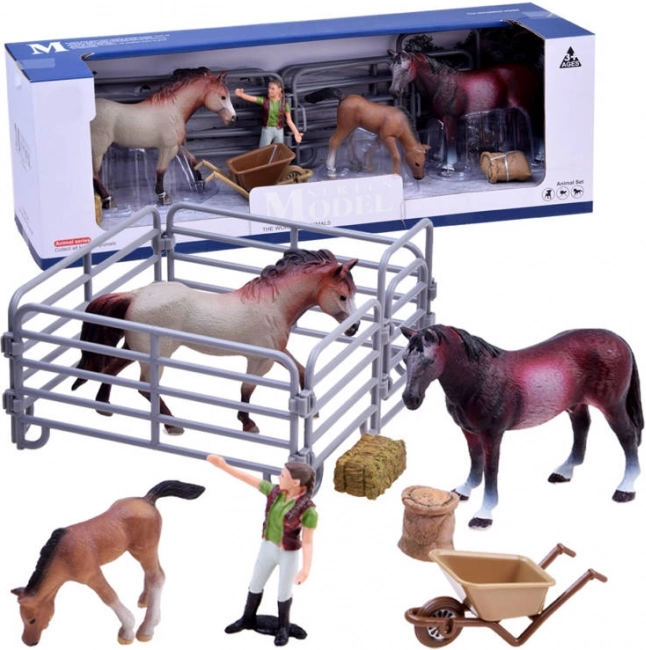Boerderijset met paardenfiguren uit de stal – Diertjes