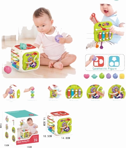 educatieve kubus 7-in-1 met vormensorteerder, blokken en xylofoon