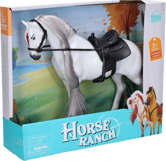 Paardenfiguur met zwart zadel 32 cm - 1 stuk