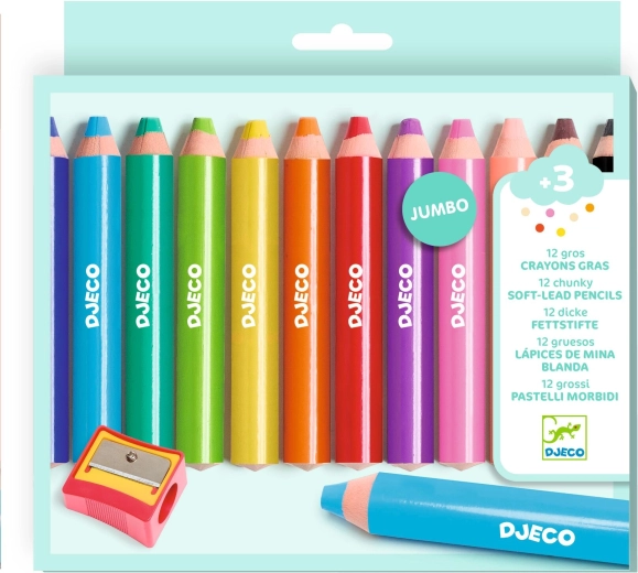 Djeco levendige kleurpotloden, 12 stuks