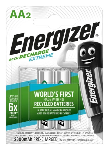 Energizer Extreme AA oplaadbare batterijen 2300 mAh, 2 stuks