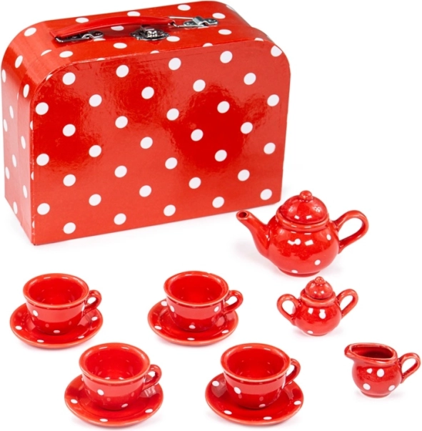 Rood theeservies met stippen BIGJIGS TOYS voor kinderen