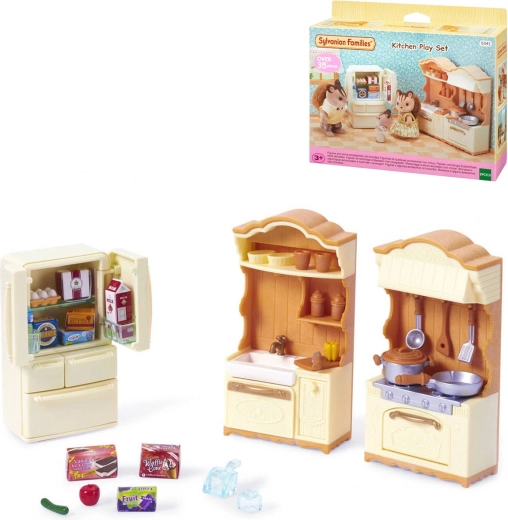 Sylvanian Families keukenblok met koelkast - 37 onderdelen