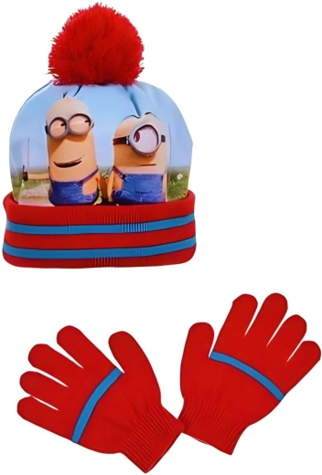 Rode muts en handschoenen van Minions – Maat: 52