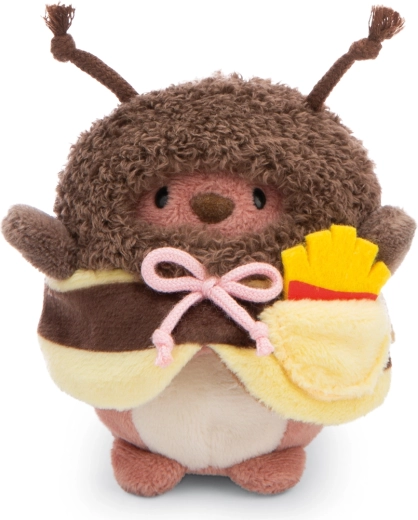 Nici pluchen MyMochi beertje Nomo in bijenkostuum met frietjes, 8 cm, cadeauverpakking
