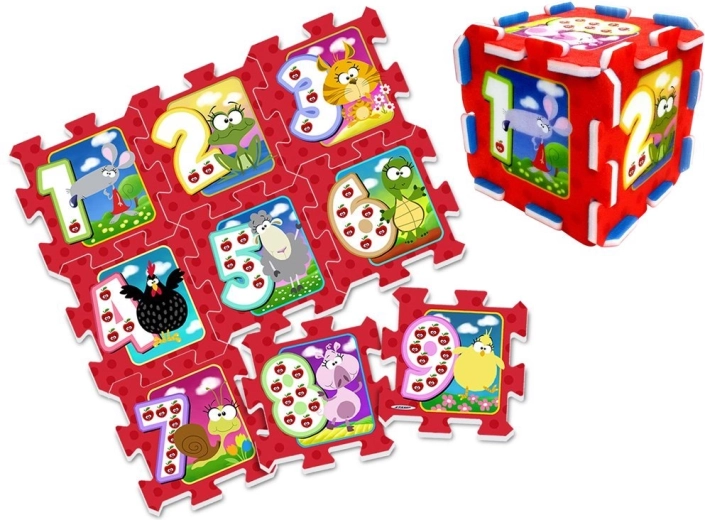 Foam-puzzel dieren en cijfers – speelmat voor kinderen 93 × 93 cm