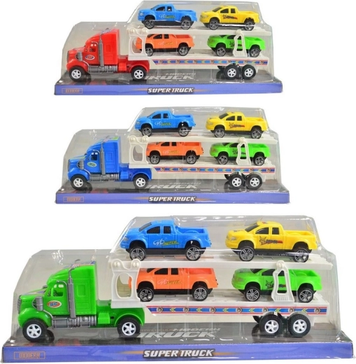 Truck met autootjes met frictiemotor 31,4 × 13,2 × 8,5 cm