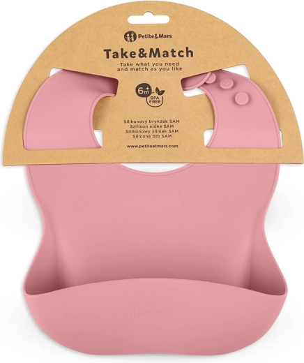 Petite&Mars siliconen slabbetje Take&Match dusty rose 6m+