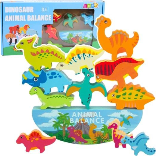 Houten balansspel dinosaurussen Montessori 12 stuks