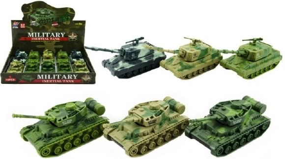 Kunststoftank 11 cm met vliegwielaandrijving – 3 kleuren, doos 10 stuks