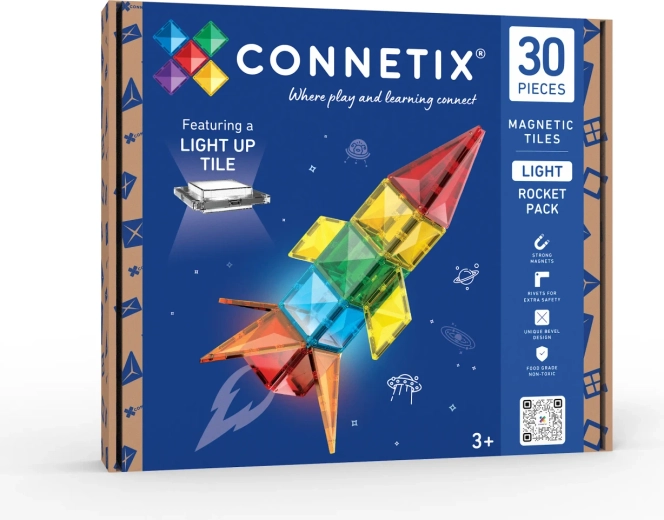 CONNETIX lichtgevende raketset, 30 onderdelen