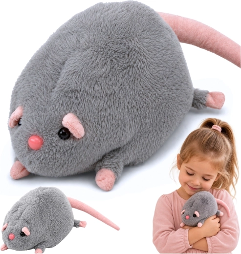 Pluchen muis met lange staart grijs 40 cm - 1 stuk