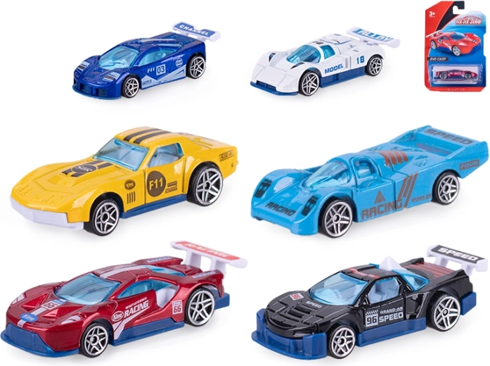 Metalen raceautootje 8 cm met vrije loop