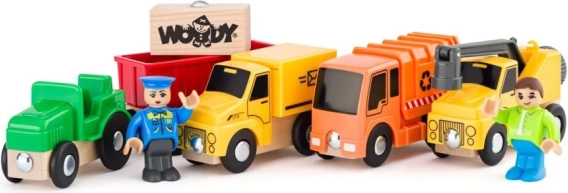 Houten voertuigen met bestuurders