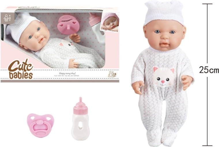 Baby met speen en flesje 25 cm