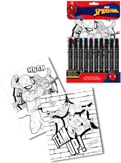 Set dubbelzijdige viltstiften en kleurboeken SPIDER-MAN voor kinderen