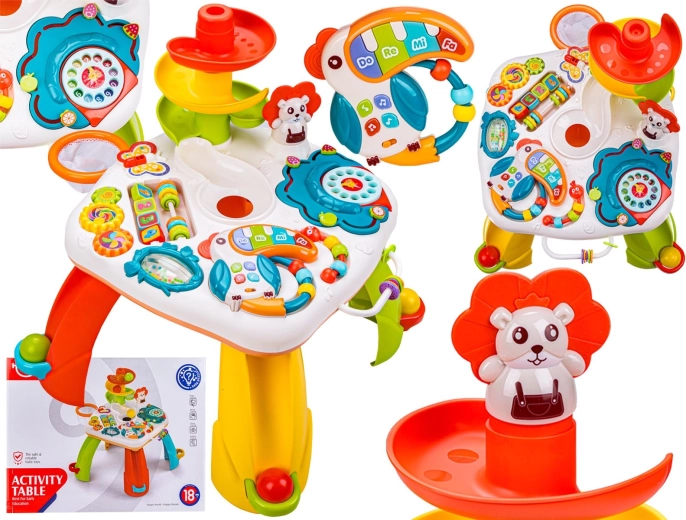 Educatieve interactieve speeltafel voor kinderen met glijbaan, rammelaar en melodieën