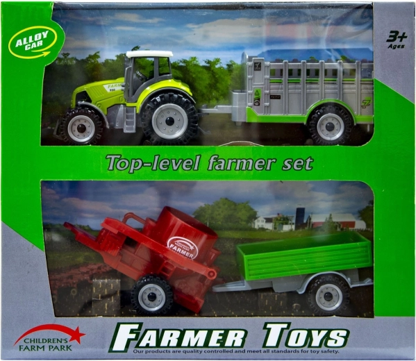 Groene tractor met verwisselbare aanhangers