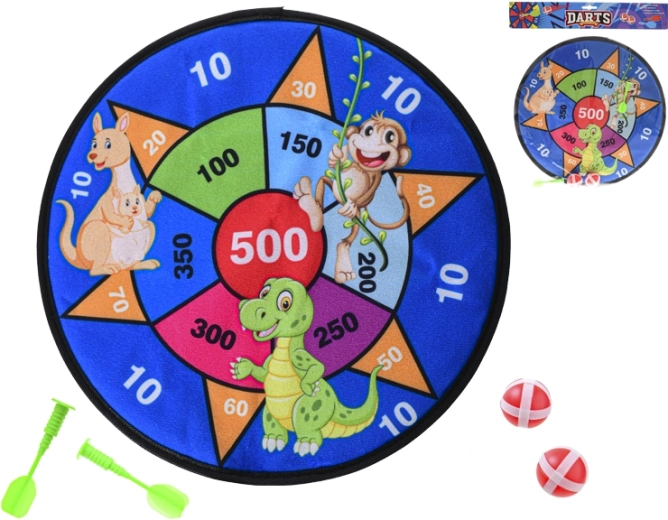 Dartbord met klittenband 35 cm met 2 ballen en 2 pijltjes