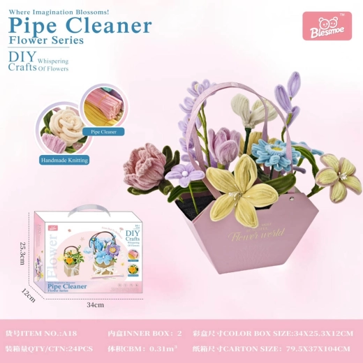 Creatieve set om een kleurrijk boeket van zachte bloemen te maken