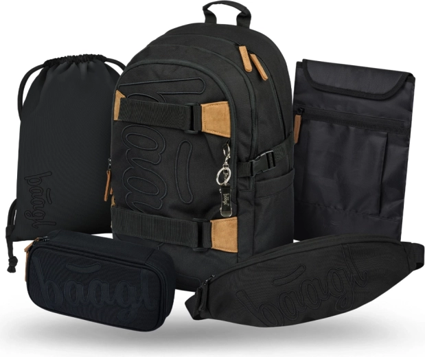Baagl schoolset Skate Darkness – rugzak, etui, gymsack, heuptas en laptophoes