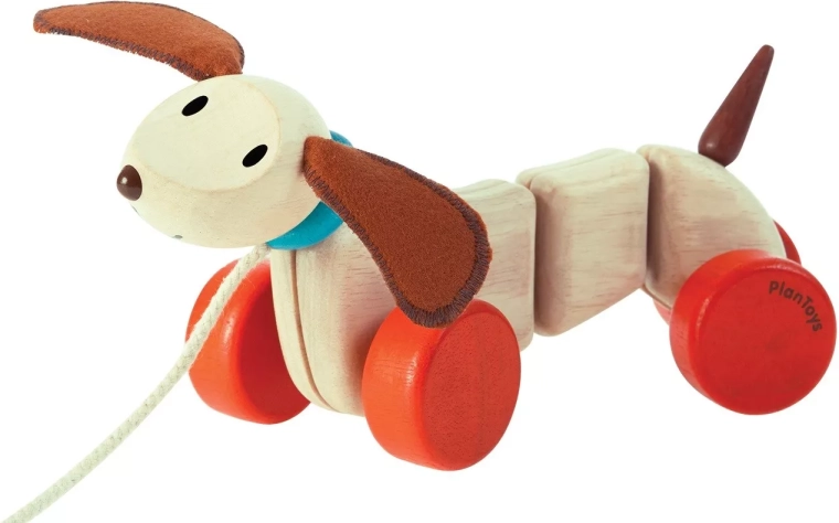 Trekhondje van hout PlanToys