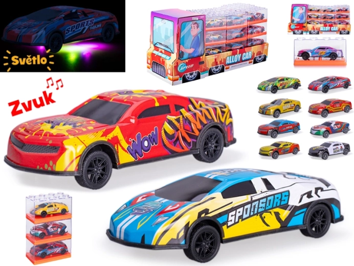 Raceauto 12,5 cm met terugtrekmotor, licht en geluid