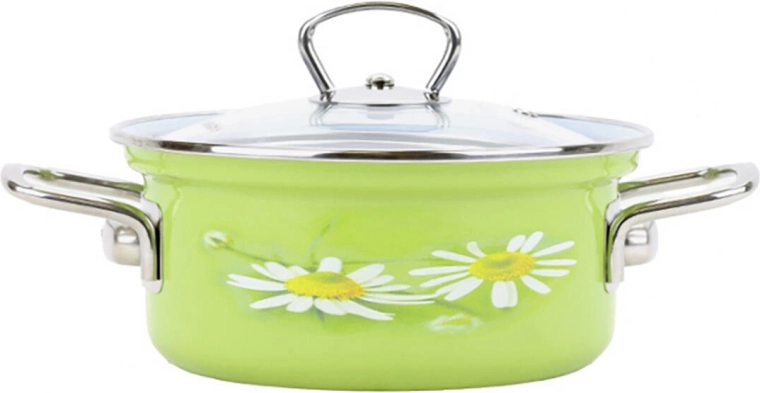 Gesmaltiseerde pan BELIS Daisy 24 cm met glazen deksel, 4,5 l