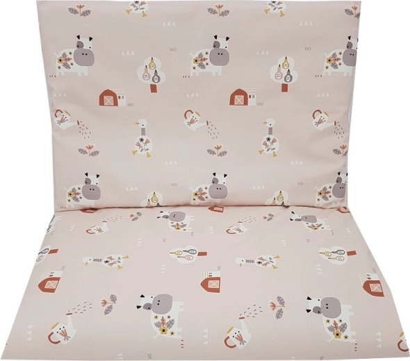 EKO katoenen beddengoed voor babybedje My farm powder pink 40 × 60 cm, 90 × 120 cm (2-delig)