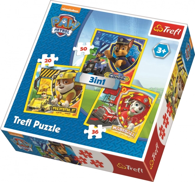 TREFL Puzzel Paw Patrol: Marshall, Rubble en Chase 3-in-1 (20, 36, 50 stukjes)
