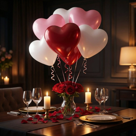 Set hartvormige ballonnen rood, wit en roze – 10 stuks
