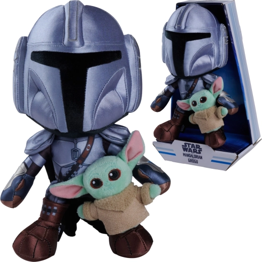 Disney Star Wars pluchen set Mandalorian en Grogu 25 cm en 7 cm