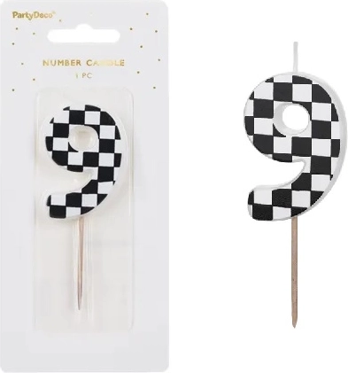 Verjaardagskaars cijfer 9 (5,5 cm) mix - 1 stuk
