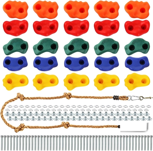 RENEW FORCE kinderklimgrepen met touw (set 25 stuks)