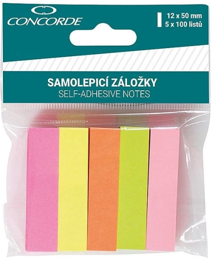 Zelfklevende neon markeerstrips 12 × 50 mm, 5 × 100 vellen