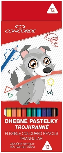 Kleurpotloden CONCORDE driezijdig, flexibel, houtvrij 12 stuks